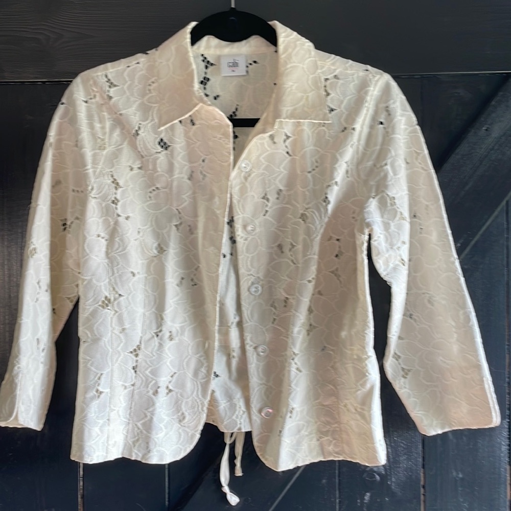 CAbi Cream Lace Blazer/Jacket Size M